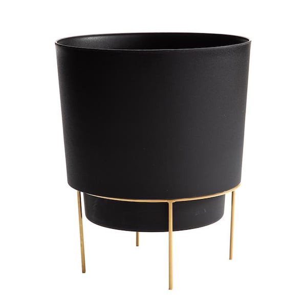 Bloem Bloem Hopson 8 in. H X 6 in. D Metal/Plastic Planter with Stand Black HOP0600-M - main